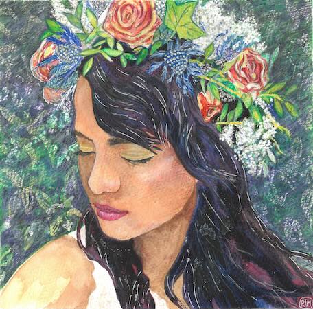 Girl with floral headress